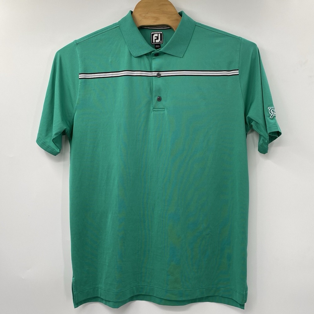 FootJoy Golf Polo Mens XL Green Athletic Fit Striped Performance Short Sleeve - Picture 2 of 6